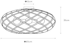 Lucide Wolfram plafondlamp 65cm 3x E27 goud mat