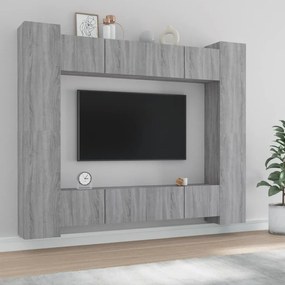 vidaXL 8-delige Tv-meubelset bewerkt hout grijs sonoma eikenkleurig