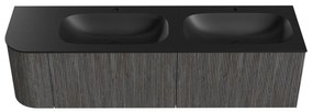 Mondiaz Kurve 165cm badmeubel ronding links shadow met 2 lades en 1 deur en wastafel big small dubbel/rechts 2 kraangaten urban
