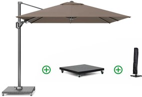 Zweefparasol 2.7 x 2.7m T2 (incl. voet en hoes) havana Taupe-naturel-bruin Platinum Voyager
