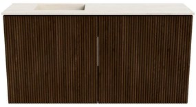 Mondiaz Joya DLux 80cm toiletmeubel walnut met wastafel faye links zonder kraangat meli