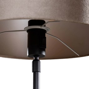 Tafellamp zwart met velours kap taupe 35cm - Parte Modern, Klassiek / Antiek E27 rond Binnenverlichting Lamp