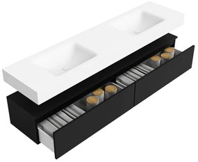 Zaro Alan badmeubel 190cm urban 2 lades met vrijhangende wastafel cloud dubbel zonder kraangat talc