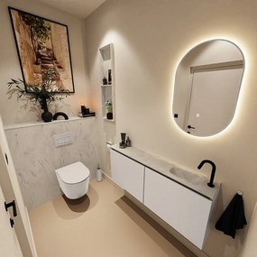 Mondiaz Ture DLux toiletmeubel 120cm linen met wastafel opalo rechts met kraangat