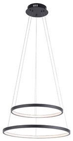 QAZQA Moderne ring hanglamp antraciet incl. LED dimbaar - Anella Duo Modern rond Binnenverlichting Lamp