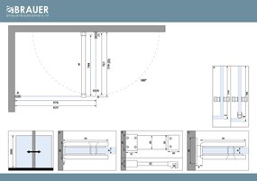 Brauer Void Carving profielloze douchecabine 80x100cm RVS geborsteld PVD