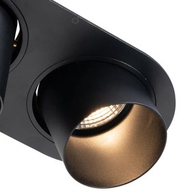Set van 6 inbouwspots zwart GU10 70mm kantelbaar 2-lichts - Installa Binnenverlichting Lamp