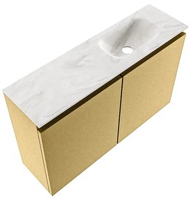 Mondiaz Ture DLux toiletmeubel 80cm oro met wastafel ostra rechts met kraangat