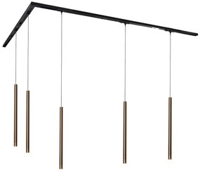 Modern railsysteem met 5 hanglampen donker brons 1-fase - Iconic Frini Modern G9 Binnenverlichting Lamp