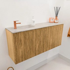 Mondiaz Joya DLux 90cm toiletmeubel oak met wastafel faye links 1 kraangat ostra