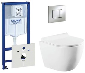 QeramiQ Salina toiletset met inbouwreservoir inclusief compacte wandcloset en mat chromen bedieningsplaat 0720002/0729205/sw258541/