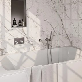 BRAUER Stripe Thermostatische Badkraan - drukknoppen - SET 03 - inbouw - uitloop - staaf handdouche - doucheslang - wandaansluitbocht - RVS-kleurig geborsteld PVD 5-NG-363