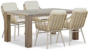 Tuinset 4 personen 165 cm Aluminium/wicker Taupe Coco Antoni/Brighton