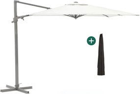 Parasol Shadowline Francisco | Inclusief hoes | Vierkant | 260x260cm | Met draaihendel | Grijs/Antraciet  | Kees Smit Tuinmeubelen
