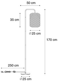 Oosterse vloerlamp bamboe met zwart - YvonneOosters E27 Binnenverlichting Lamp