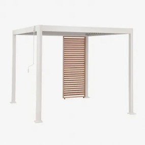 Bioclimatische Aluminiumpergola Met Lamellen En Druvia-paneel Gardenia Wit - Kastanjehout Bruin & Pergola Van 3x3 M Met 1 Paneel Van 90,5 Cm - Sklum