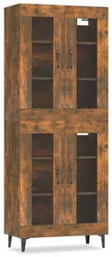 vidaXL Hoge kast 69,5x34x180 cm bewerkt hout gerookt eikenkleurig
