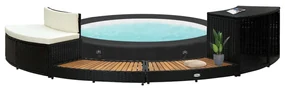 vidaXL Spa-ombouw poly rattan en acaciahout zwart