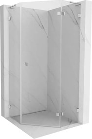 Mexen Lunar L vijfhoekige douchecabine naar rechts openend 80 x 80 cm, transparant, chroom - 831L-080P-080L-01-00-P