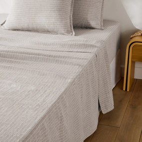 Plat laken in gewassen linnen, gestreept, Linot