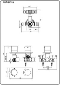 Mueller Ufo chroom thermostatische regendouche 30cm met wandarm en handdouche op glijstang