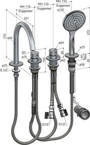 Hotbath Buddy badrandkraan met uitloop chroom