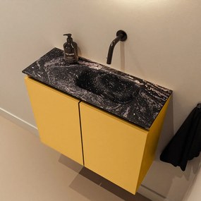 Mondiaz Ture DLux toiletmeubel 60cm ocher met wastafel lava rechts zonder kraangat