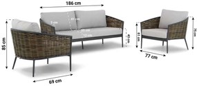 Loungeset 4 personen Aluminium/wicker Taupe  Coco Coco Lanai