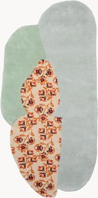 Handgeknoopt wollen vloerkleed Flora met hoog-laag effect