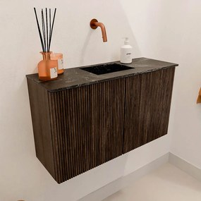 Mondiaz Joya DLux 70cm toiletmeubel walnut met wastafel faye midden zonder kraangat lava