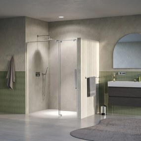 Brauer Stellar nisdeur met vaste wand 140cm RVS geborsteld PVD
