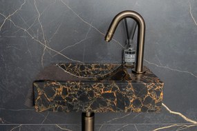 Saniclear Athens Portoro Gold fonteinset met gebogen kraan in verouderd messing