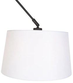 Hanglamp zwart met linnen kap wit 35 cm - Blitz Landelijk / Rustiek E27 cilinder / rond rond Binnenverlichting Lamp