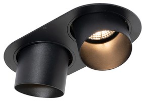 Afgeronde inbouwspot zwart GU10 70mm kantelbaar 2-lichts - Installa Modern GU10 ovaal Binnenverlichting Lamp