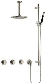 Hotbath Cobber IBS70 inbouwdouche met 15cm plafondbuis en glijstang geborsteld nikkel
