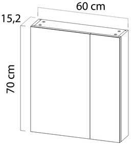 Tiger S-line spiegelkast 60x70cm hoogglans wit