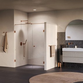 Brauer Void Carving profielloze nisdeur 160cm met draaideur 70cm aan muur koper geborsteld PVD