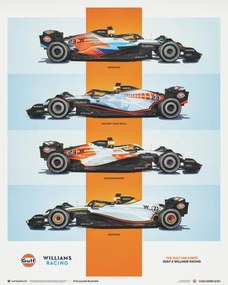Kunstdruk Williams Racing - Gulf Fan Livery - 2023, (40 x 50 cm)