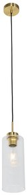 Art Deco hanglamp goud met glas - Laura