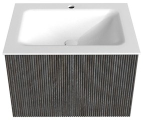 Mondiaz Kurve 60cm badmeubel shadow met 1 lade en wastafel cloud midden 1 kraangat