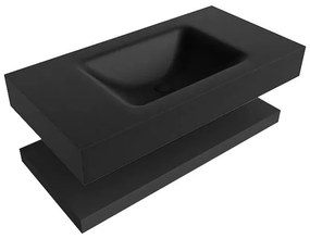 Zaro Alan badmeubel 90cm met planchet urban en vrijhangende wastafel cloud midden zonder kraangat urban