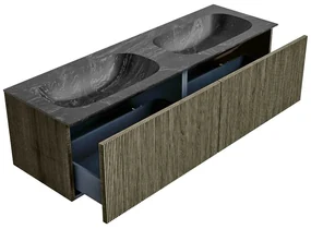 Mondiaz Kurve-dlux 150cm badmeubel shadow met 2 lades en wastafel stor small dubbel 2 kraangaten lava