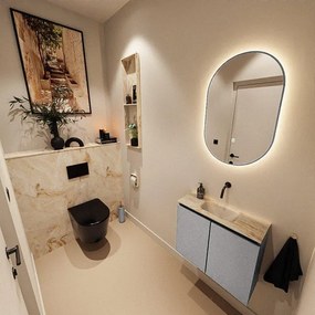 MONDIAZ TURE-DLUX 60cm toiletmeubel Plata. EDEN wastafel Frappe positie midden. Zonder kraangat. TUREDX60PLAM0FRA