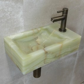 Saniclear Green Onyx fonteinset met rechte kraan in verouderd messing