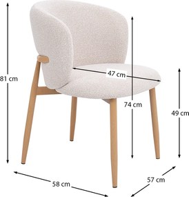 Eiken Eetkamerstoel Met Ronde Rug Creme