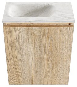 Mondiaz Ture DLux toiletmeubel 40cm washed oak met wastafel ostra links met kraangat