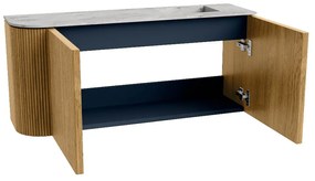 Mondiaz Joya DLux 90cm toiletmeubel ronding links oak met wastafel faye rechts zonder kraangat glace