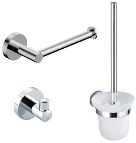 Fortifura Calvi Toiletset - toiletborstelhouder - open - handdoekhaak - toiletrolhouder - zonder klep - chroom SW639922/SW639924/SW639926