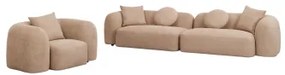 Woonkamer Set Met 2-delige Modulaire Bank En Fauteuil In Coco Chenille Dikke Chenille Stof Latte Bruin - Sklum