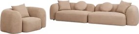 Woonkamerset Met 2-delige Modulaire Bank En Fauteuil In Chenille Coco Chenille Dik Lattebruin - Sklum